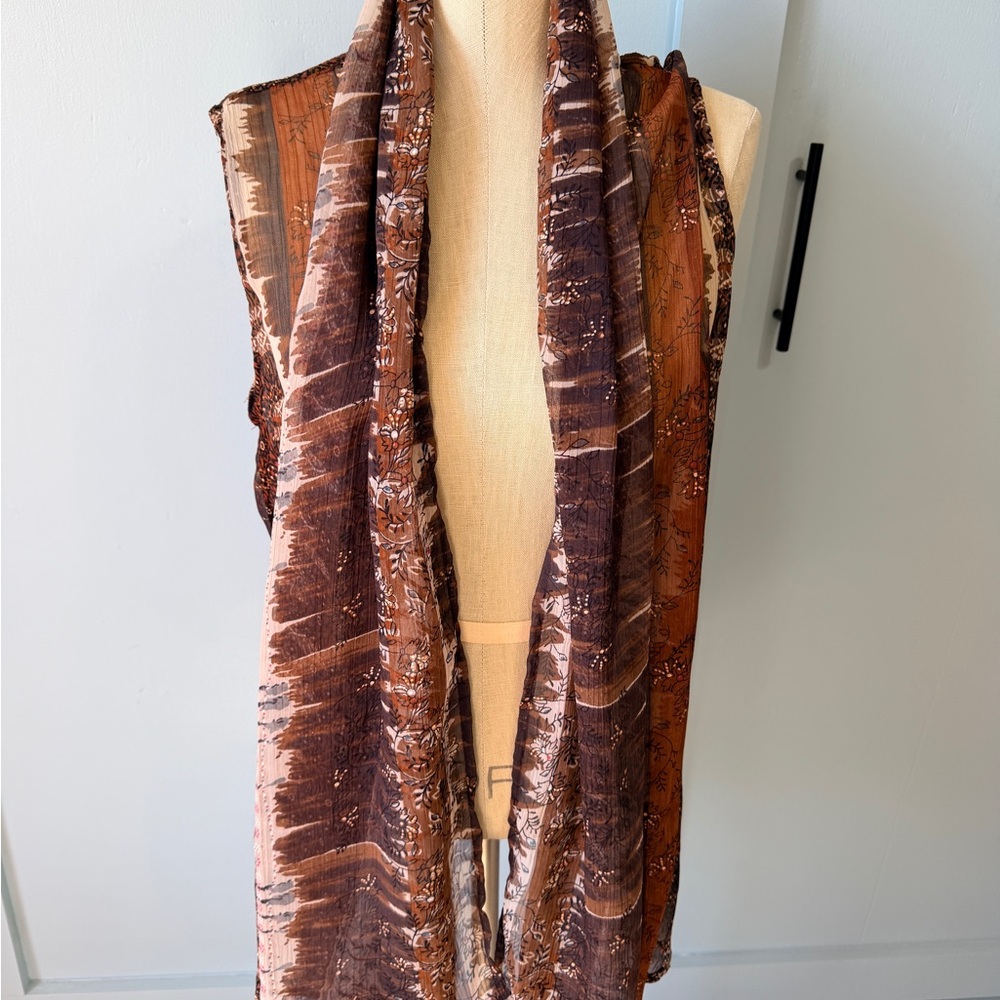 Coldwater Creek Brown and Cream Patterned Vest